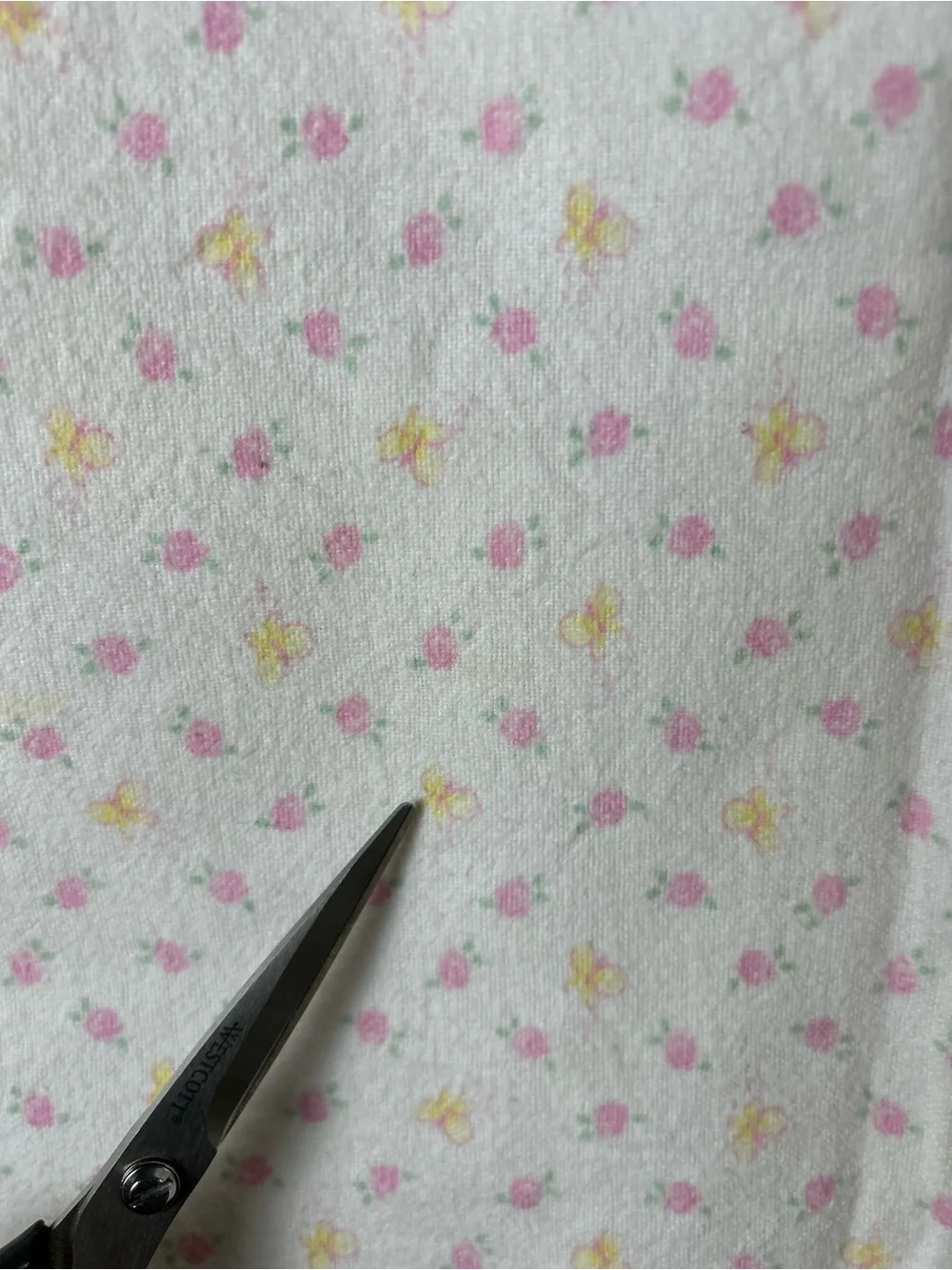 Vintage Pink White Yellow Floral Butterfly Baby Receiving Blanket Flannel Flower